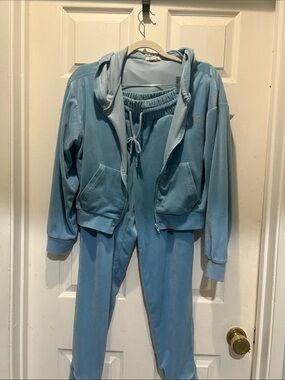 SWS Athletics Light Blue Women's Velour Track Jogger Set